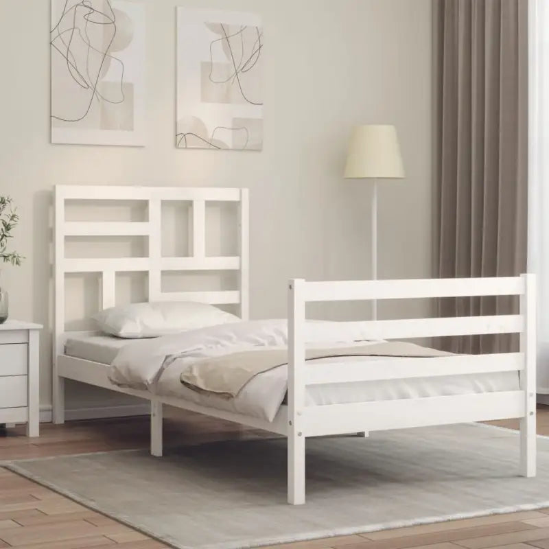 Massief Grenenhouten bedframe voor een natuurlijke en stijlvolle slaapkamer - Wit / 90 x 190 cm - Bedden & bedframes