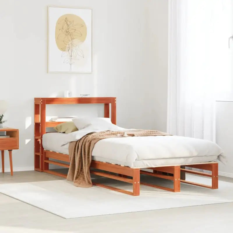 Massief Grenenhouten Bedframe voor een Stevige en Decoratieve Slaapruimte - Wasbruin / 90 x 200 cm - Bedden & bedframes
