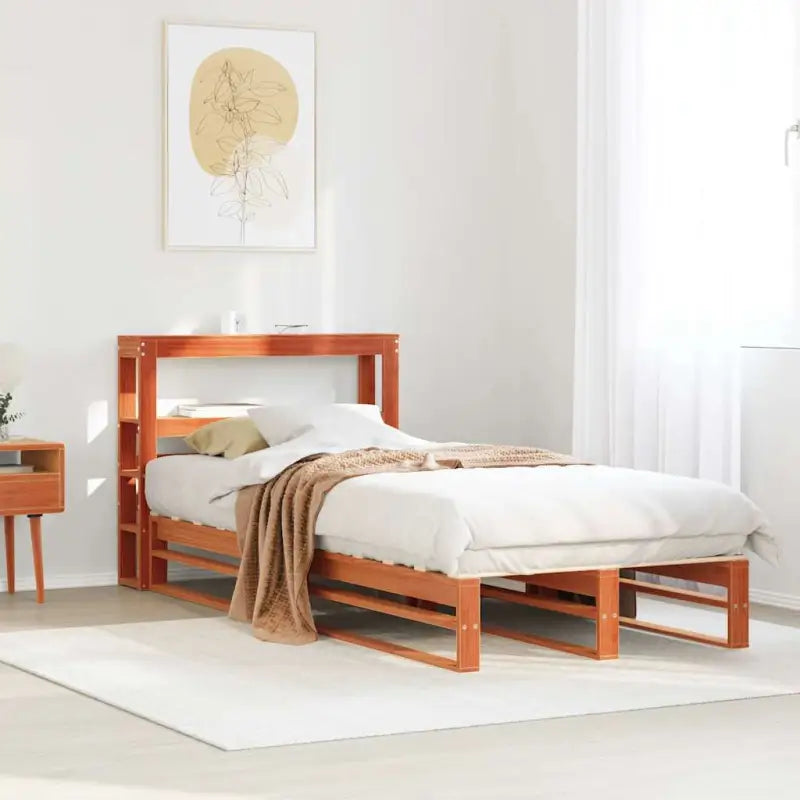 Massief Grenenhouten Bedframe voor een Stevige en Decoratieve Slaapruimte - Wasbruin / 75 x 190 cm - Bedden & bedframes