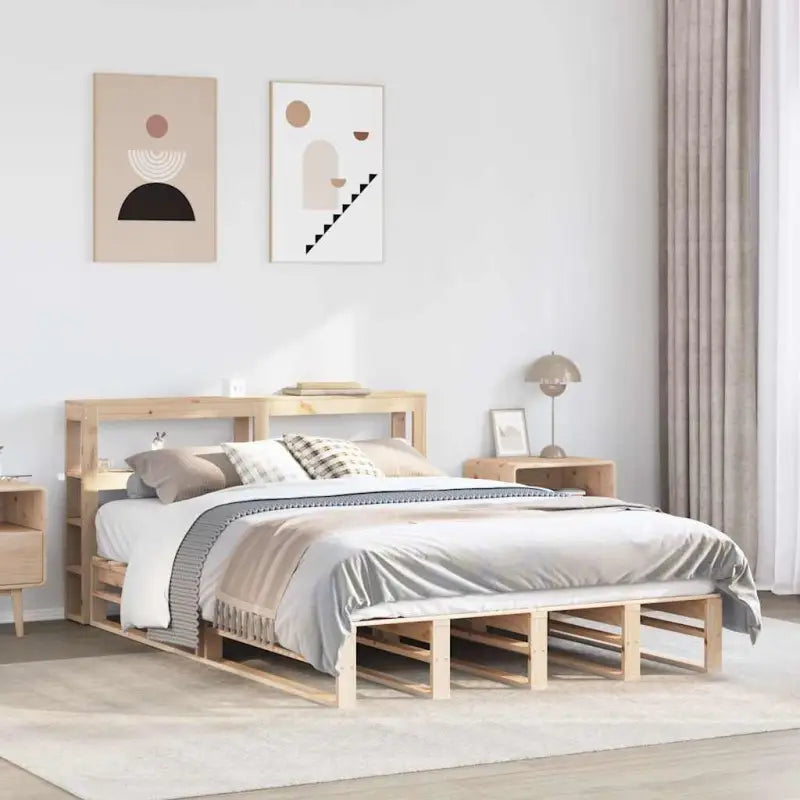 Massief Grenenhouten Bedframe voor een Stevige en Decoratieve Slaapruimte - Naturel / 120 x 190 cm - Bedden & bedframes