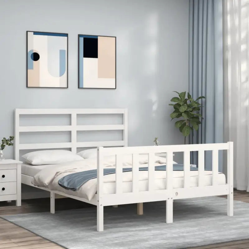 Massief grenenhouten bedframe voor een stevige en natuurlijke uitstraling - Wit / 140 x 200 cm - Bedden & bedframes