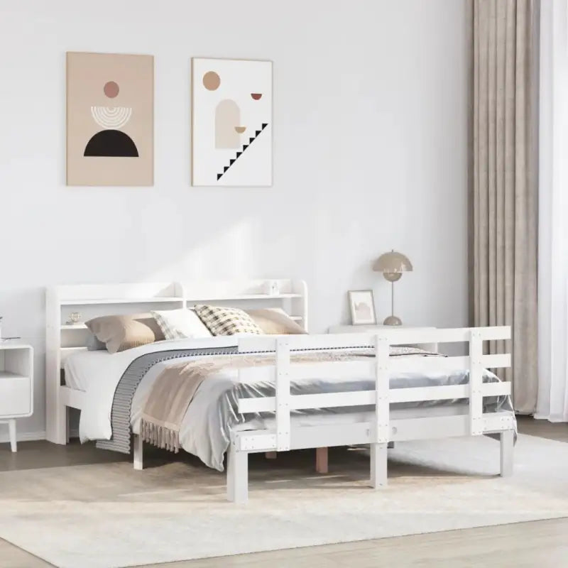Massief grenenhouten bedframe voor goede nachtrust en natuurlijke stijl - Wit / 140 x 200 cm - Bedden & bedframes