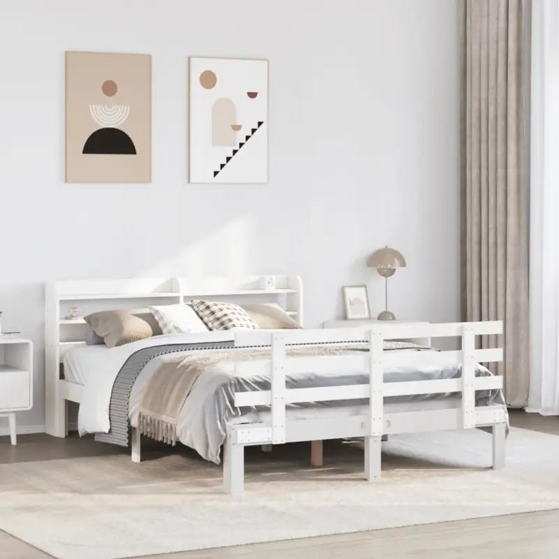 Massief grenenhouten bedframe voor goede nachtrust en natuurlijke stijl - Wit / 150 x 200 cm - Bedden & bedframes
