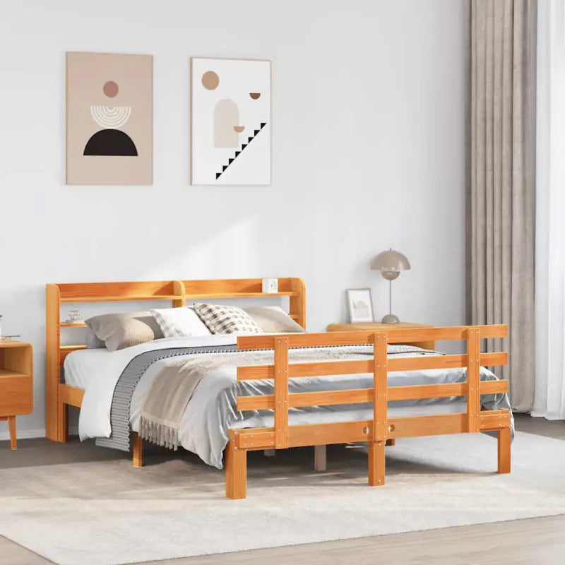 Massief grenenhouten bedframe voor goede nachtrust en natuurlijke stijl - Wasbruin / 150 x 200 cm - Bedden & bedframes