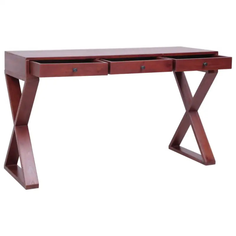 Massief mahoniehout bureau met bruine afwerking en tijdloos design - Bruin / 115 x 47 x 77 cm - Bureaus