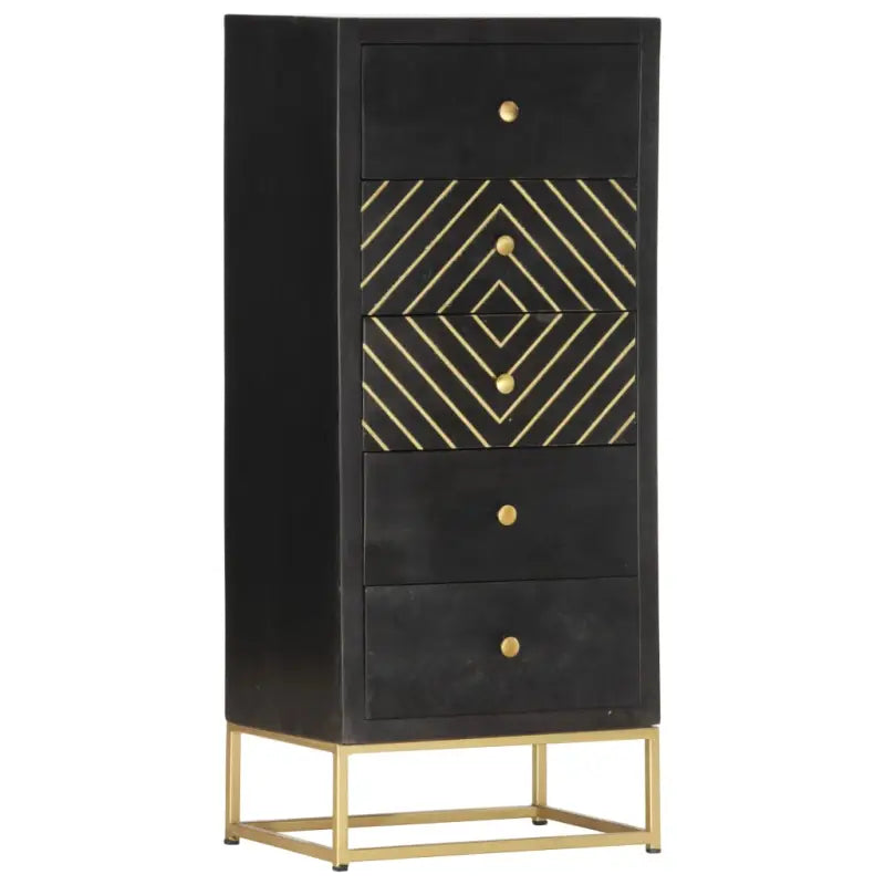 Massief mangohout houten lockerkast als uniek meubelstuk - Zwart en goud / 1 - Opbergkasten & lockerkasten