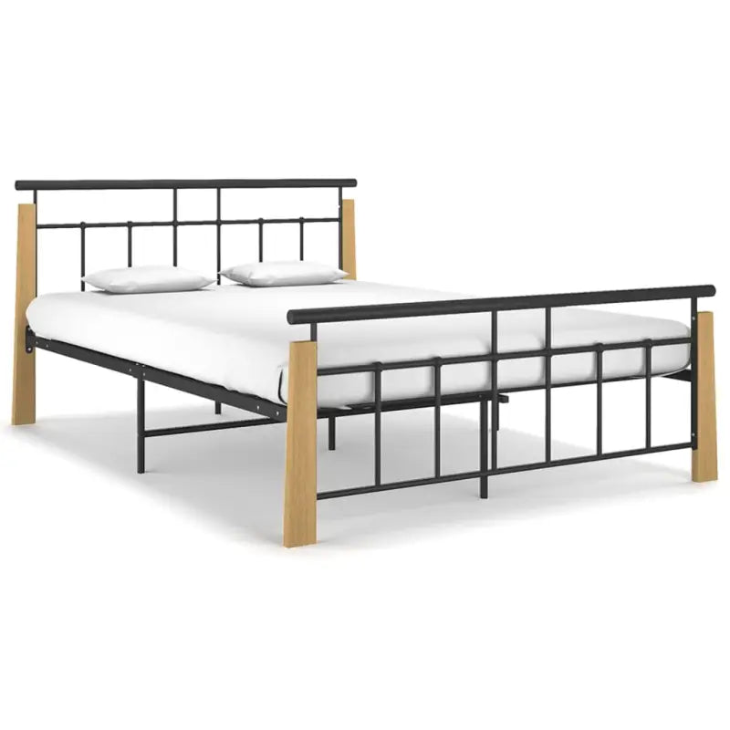 Metalen bedframe met massief eikenhout voor heerlijke nachtrust - Lichtbruin / 140 x 200 cm - Bedden & bedframes