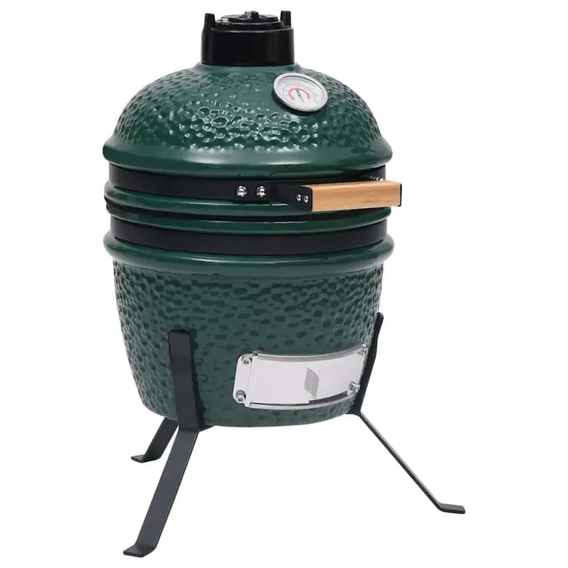 Mini keramische Kamado-grill met ingebouwde thermometer voor grillen en roken - Groen - Barbecues