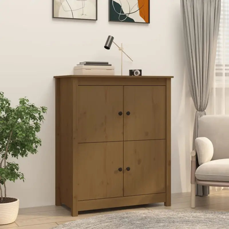 Minimalistisch dressoir van massief grenenhout voor een natuurlijk interieur - Honingbruin / 1 - Dressoirs &