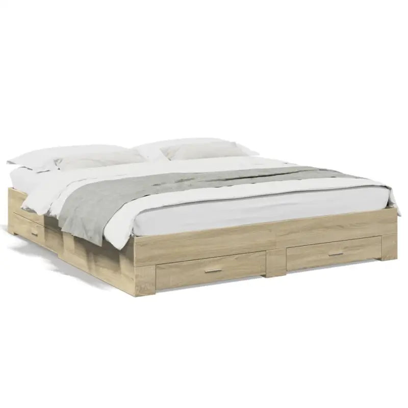 Modern bedframe met lades van bewerkt hout voor een eigentijdse slaapkamer - Bedden & bedframes