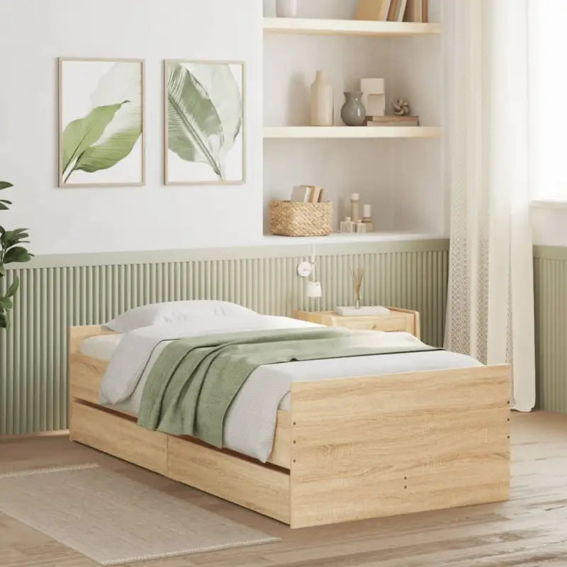 Modern bedframe met lades van bewerkt hout voor je slaapkamer - Bedden & bedframes