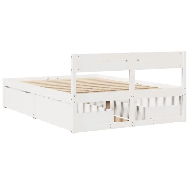 Modern bedframe met lades van massief grenenhout en multiplex lattenbodem - Bedden & bedframes