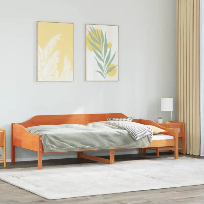 Modern bedframe met massief grenenhout en multiplex lattenbodem - Wasbruin / 90 x 190 cm - Bedden & bedframes