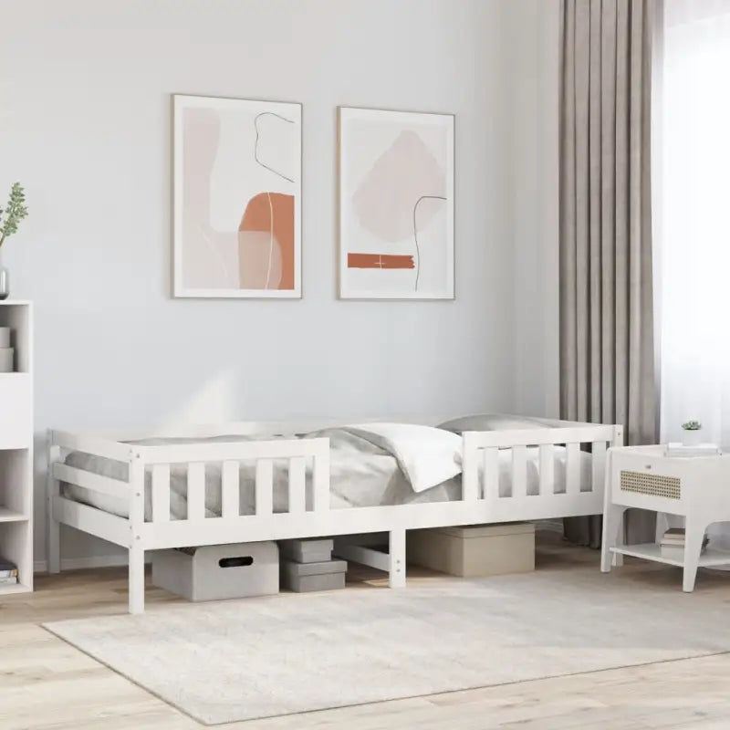 Modern bedframe met multiplex lattenbodem in massief grenenhout - Wit / 100 x 200 cm - Bedden & bedframes