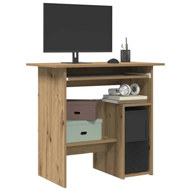 Modern bureau van bewerkt hout met hoogglans wit en makkelijk schoon te maken - artisanaal eikenkleurig - Bureaus