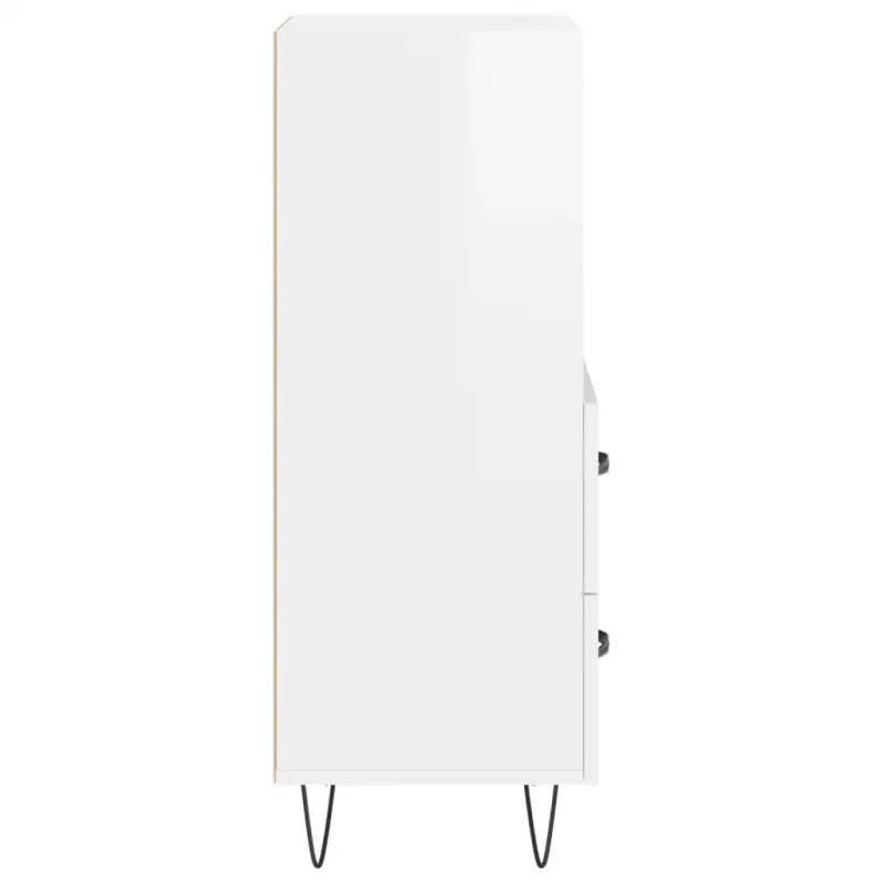 Modern dressoir met metalen poten in hoogglans wit en bewerkt hout - Dressoirs & buffetkasten