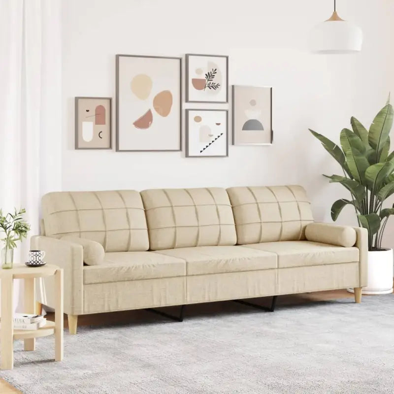 Moderne 2-zitsbank met comfortabele materia vulling voor ontspanning - Crème / 210 cm - Banken