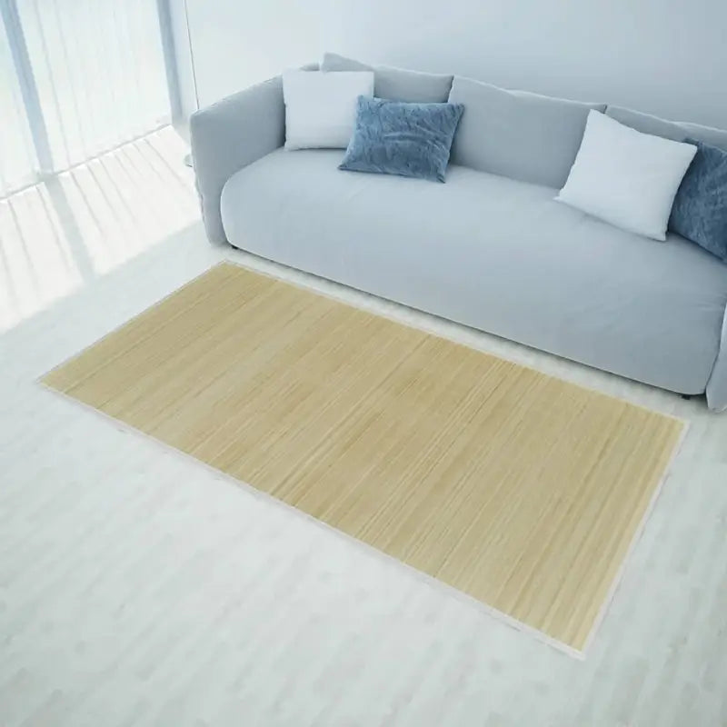 Moderne bamboe vloerkleed met anti-slip pvc-onderkant voor natuur in huis - Beige / 80 x 200 cm - Vloerkleden