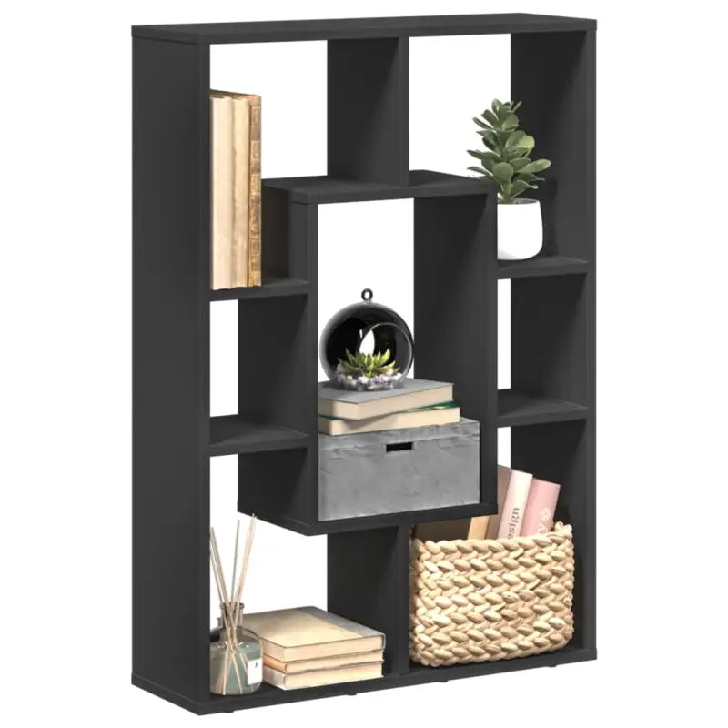 Moderne boekenkast van bewerkt hout voor een stijlvolle inrichting - Zwart / 1 - Boekenkasten