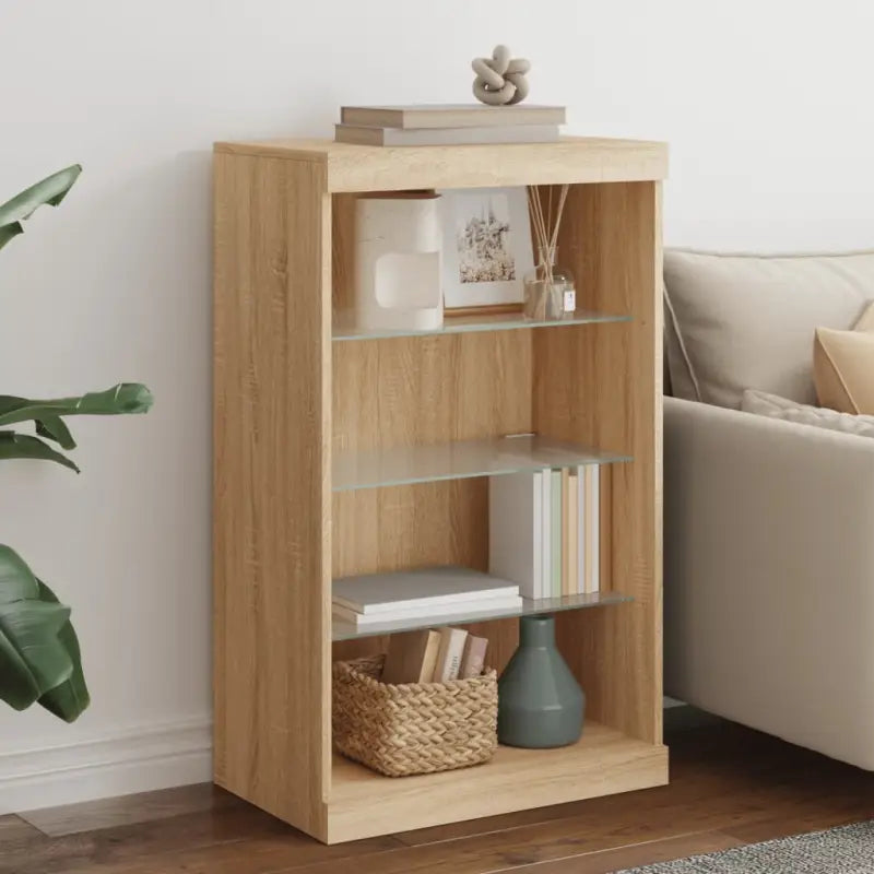 Moderne Dressoir met LED-verlichting en duurzaam bewerkt hout - Sonoma eiken / 1 - Dressoirs & buffetkasten