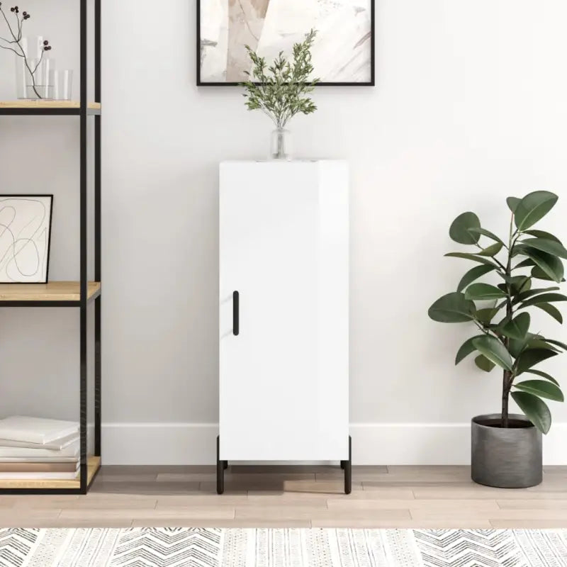 Moderne dressoir met metalen poten en gerookt eiken bewerkt hout - Hoogglans wit / 1 - Dressoirs & buffetkasten