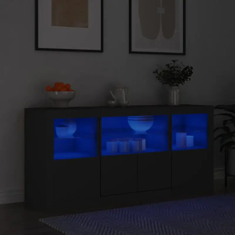 Moderne dressoir met rgb led-verlichting en duurzame bewerkte houtstijl - Zwart / 1 - Dressoirs & buffetkasten