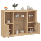 Moderne dressoirs met LED-verlichting van bewerkt hout - Sonoma eiken / 3 - Dressoirs & buffetkasten