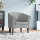 Moderne fluwelen kuipstoel voor elegantie en comfort - Lichtgrijs / 1 / Zonder voetenbank - Fauteuils & Relaxfauteuils