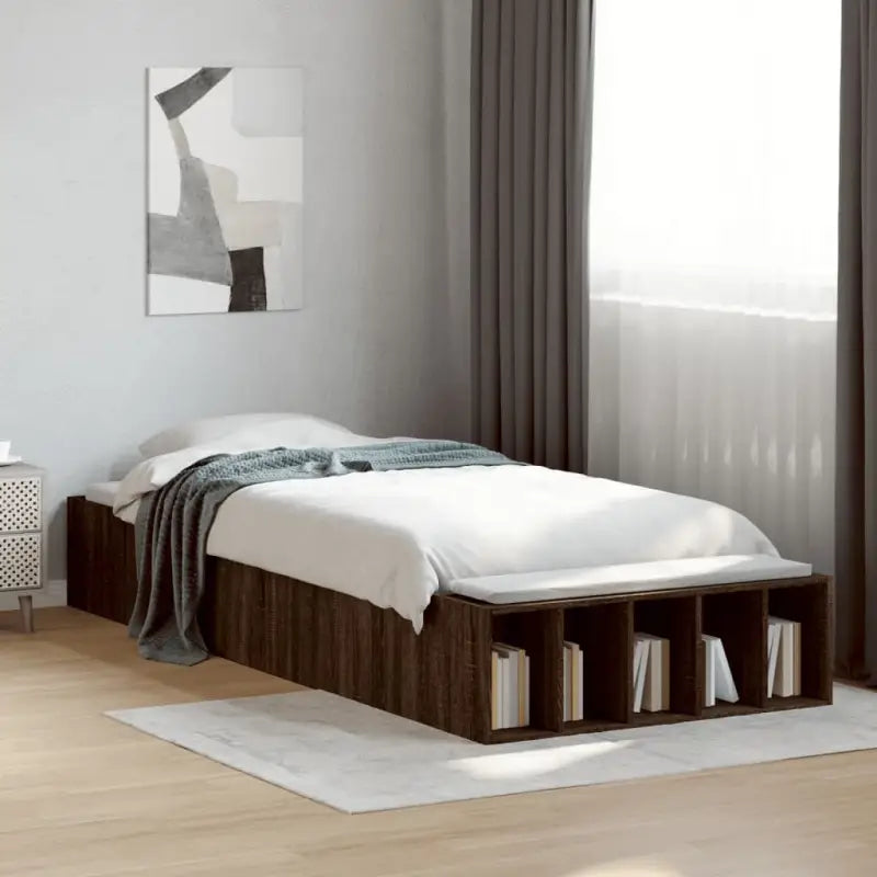 Moderne Grijs Sonoma Bedframe van Bewerkt Hout voor de Slaapkamer - bruin eikenkleur / 90 x 190 cm - Bedden & bedframes