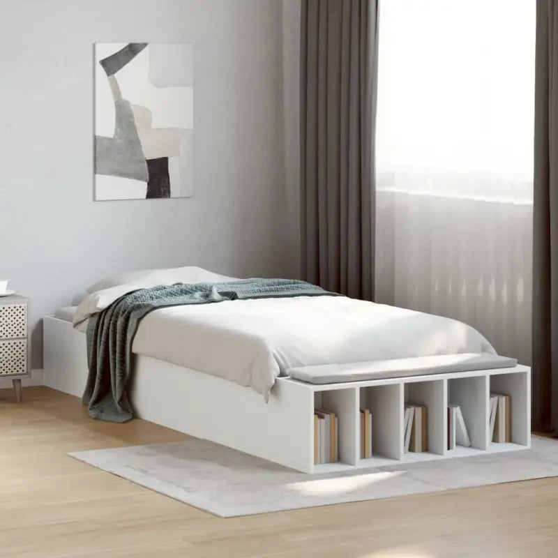 Moderne Grijs Sonoma Bedframe van Bewerkt Hout voor de Slaapkamer - Wit / 100 x 200 cm - Bedden & bedframes