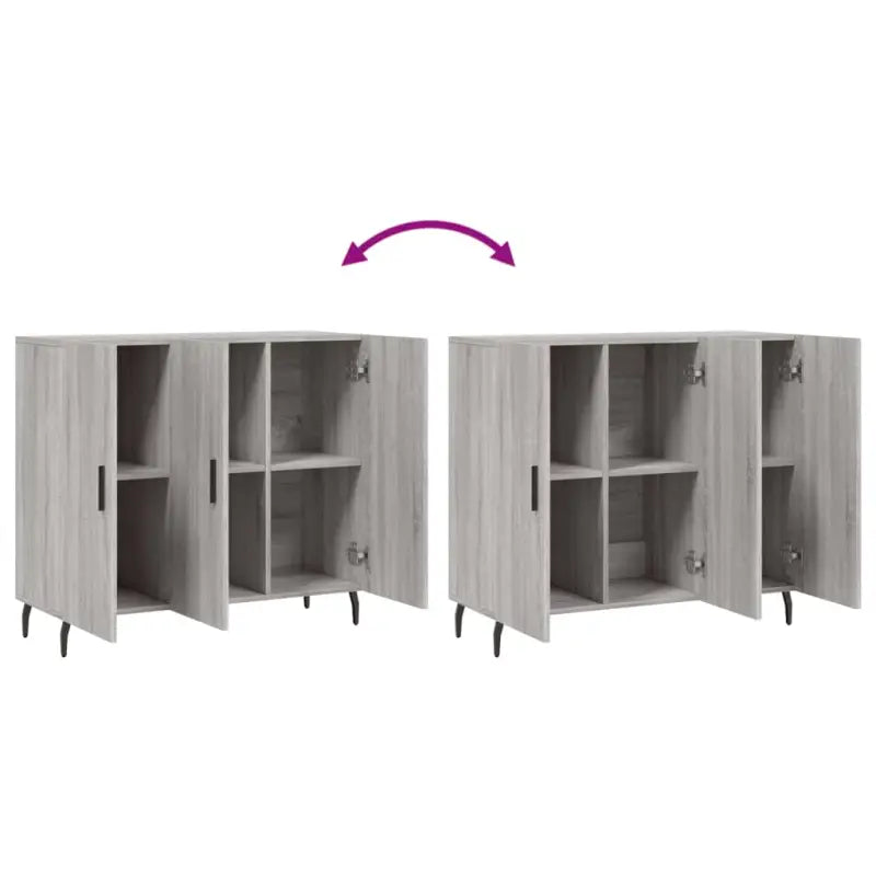 Moderne grijs Sonoma dressoir met metalen poten en bewerkt hout - Grijs sonoma / 1 - Dressoirs & buffetkasten