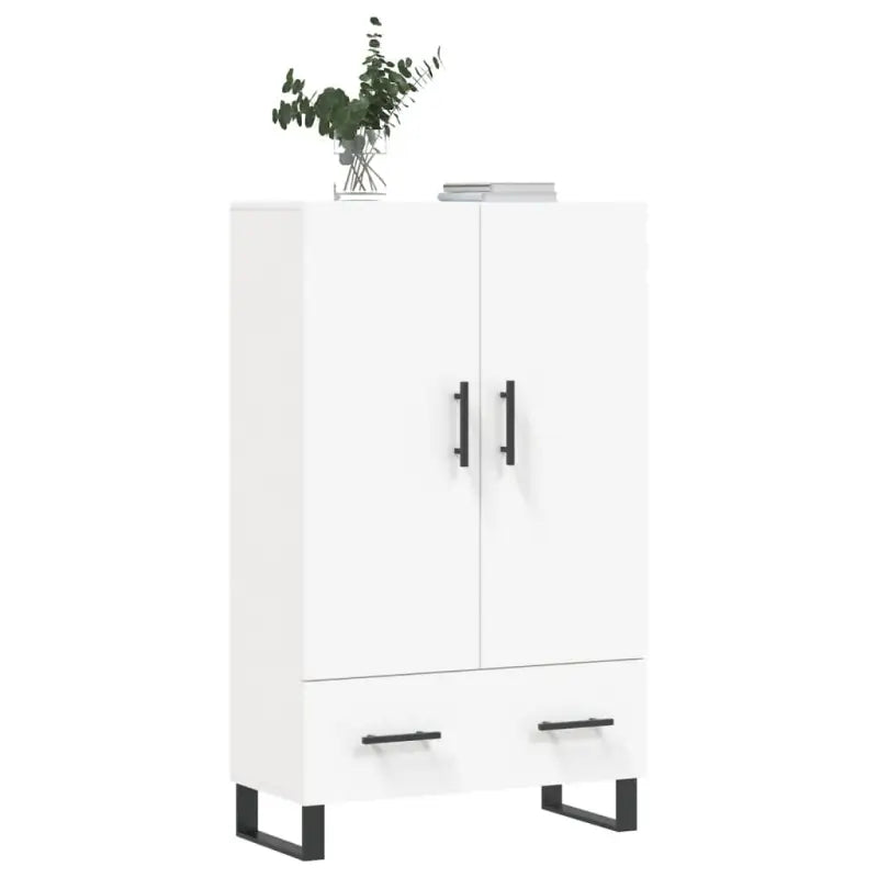 Moderne hoge kast met metalen poten en bewerkt hout - Dressoirs & buffetkasten