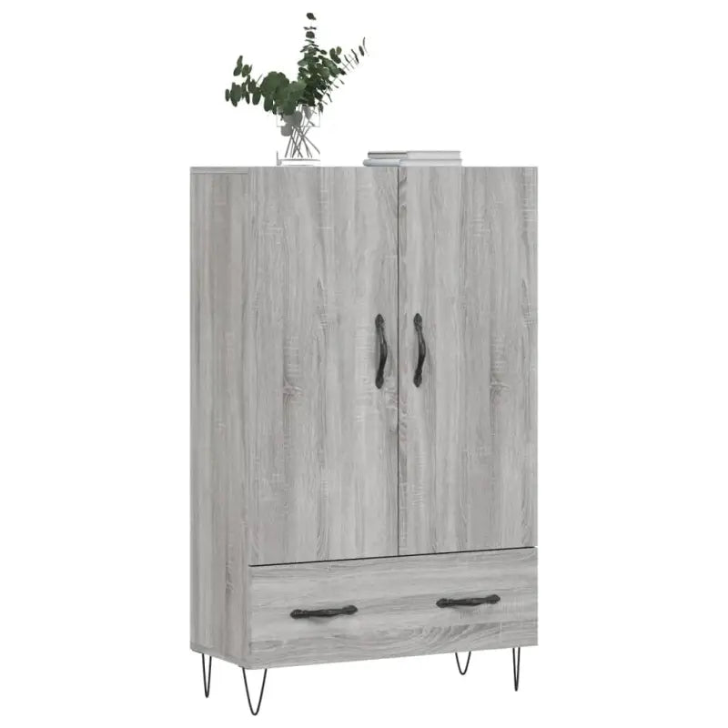 Moderne hoge kast met metalen poten van bewerkt hout - Dressoirs & buffetkasten