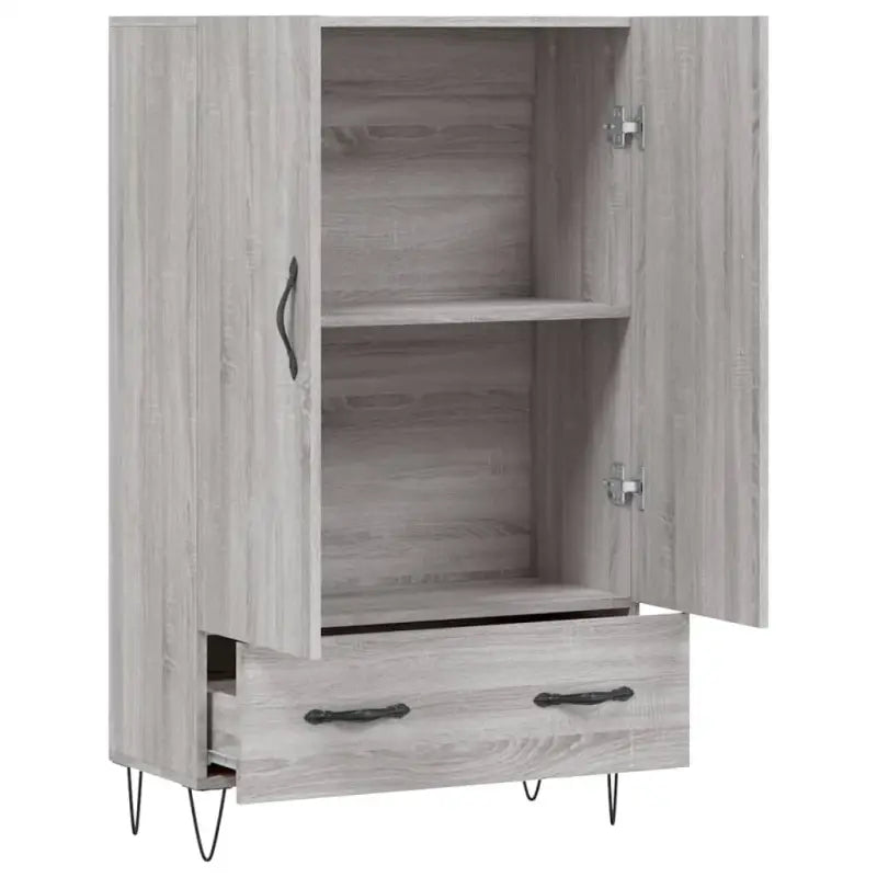 Moderne hoge kast met metalen poten van bewerkt hout - Dressoirs & buffetkasten