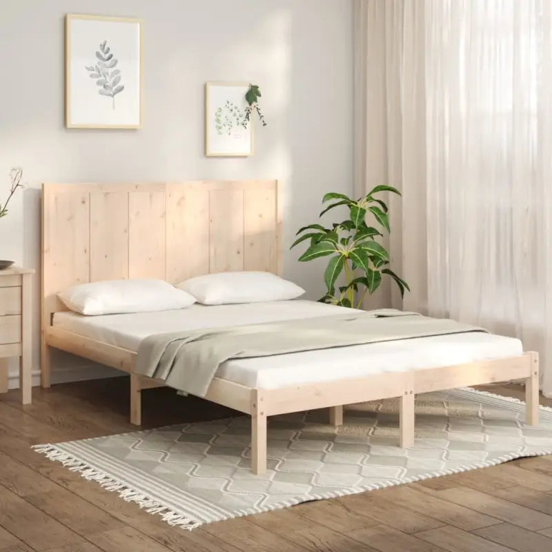 Moderne houten bedframe van massief grenenhout inclusief levering bevat - Naturel / 135 x 190 cm - Bedden & bedframes