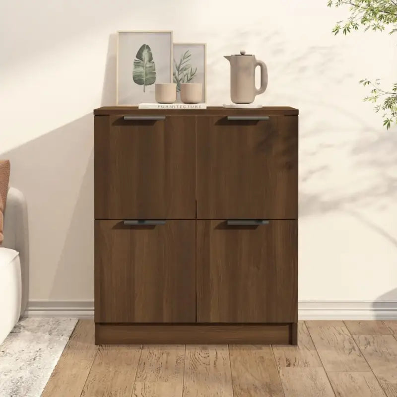 Moderne houten dressoirs met bewerkt hout en stevig blad - bruin eikenkleur / 1 - Dressoirs & buffetkasten