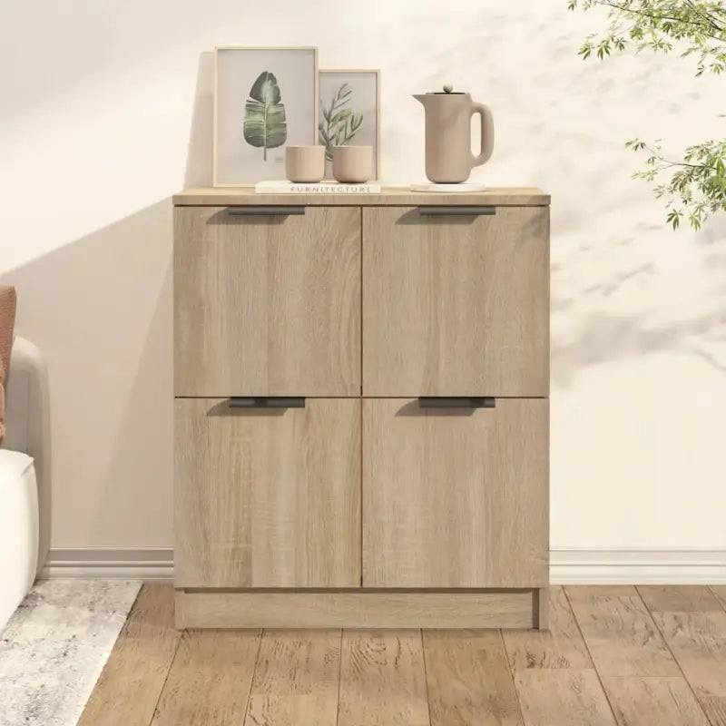 Moderne houten dressoirs met bewerkt hout en stevig blad - Sonoma eiken / 1 - Dressoirs & buffetkasten