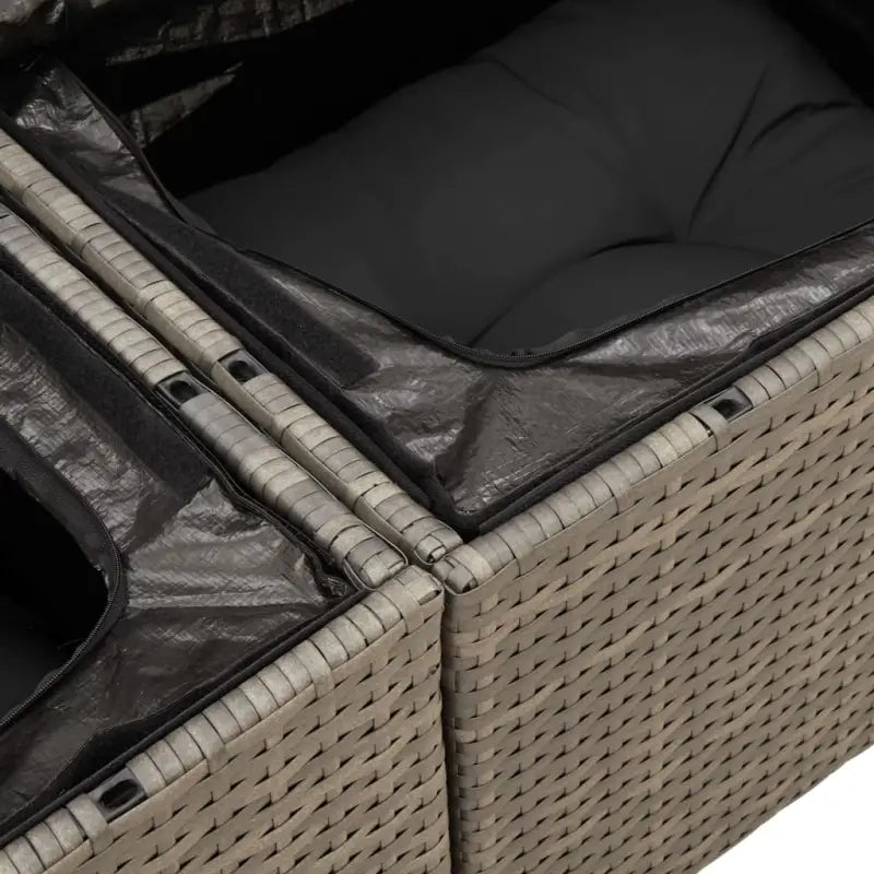Moderne loungeset in grijs materiaal met gepoedercoat staal en waterdichte tas - Tuinsets