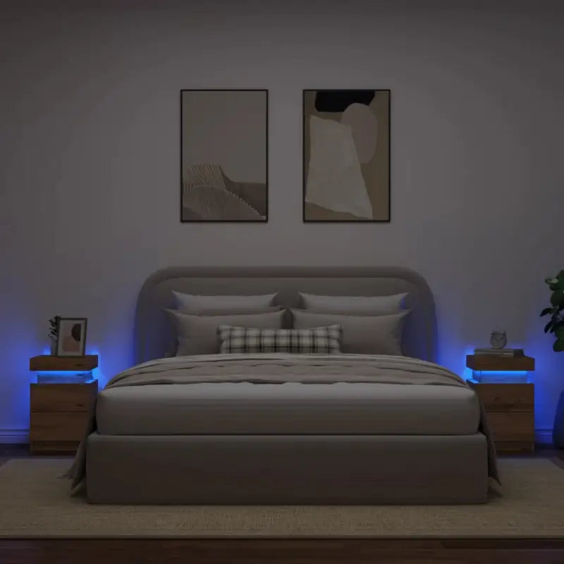 Moderne nachtkastjes met LED-verlichting in grijs sonoma stijl - artisian oak / 2 - Nachtkastjes