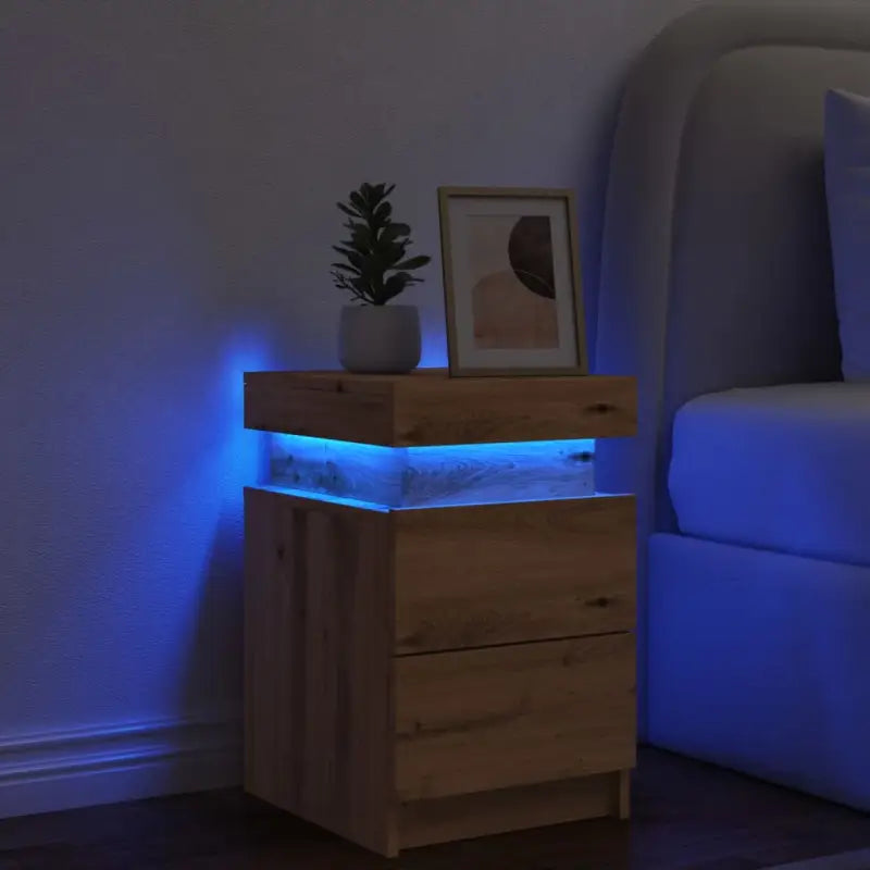 Moderne nachtkastjes met LED-verlichting in grijs sonoma stijl - artisian oak / 1 - Nachtkastjes