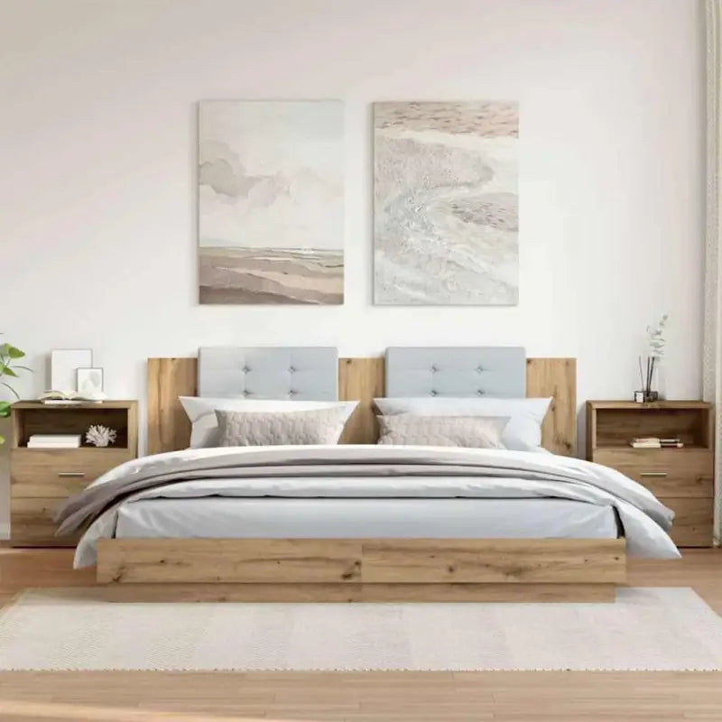 Moderne nachtkastjes met opbergruimte voor een strakke slaapkamerstijl - artisanaal eikenkleurig / 2 - Nachtkastjes