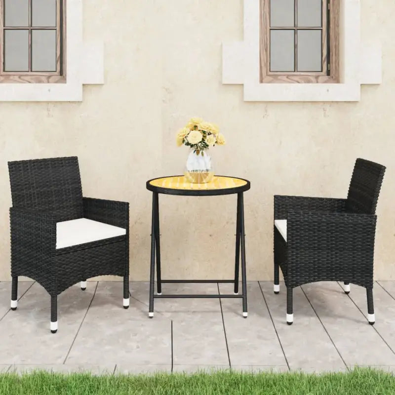 Moderne tuinset met poly rattan en massief acaciahout voor comfort - Bruin - Tuinsets