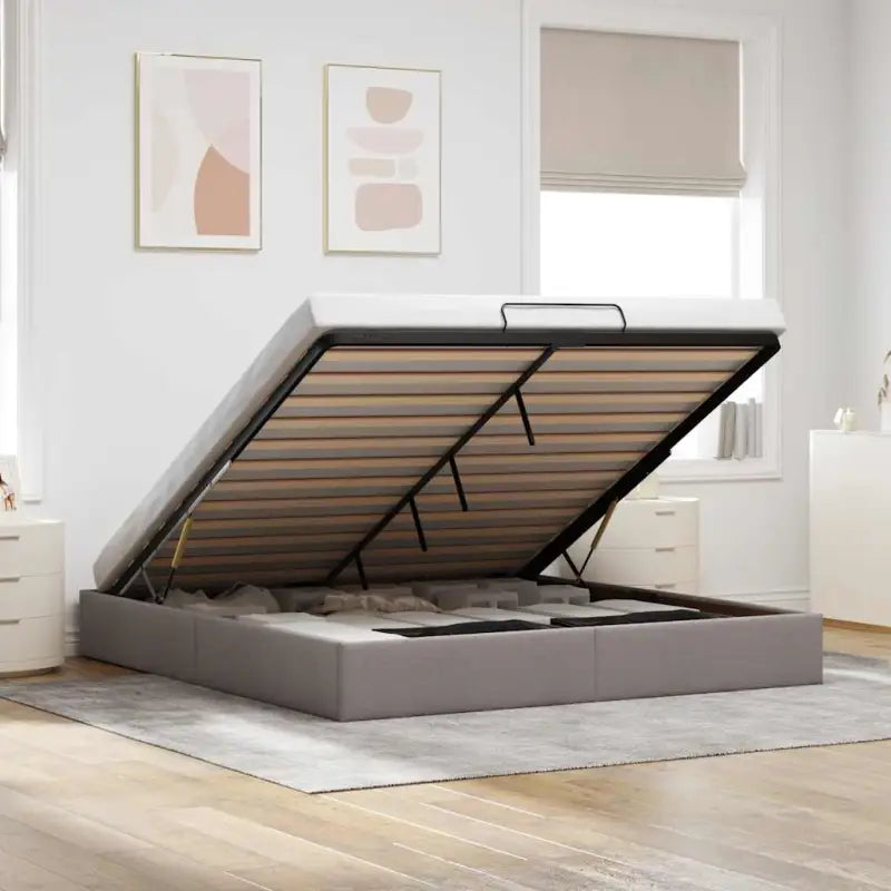 Moderne voetenbank met opbergruimte en ademend vermogen voor boxspring nodig - Taupe / 180 x 200 cm - Bedden & bedframes