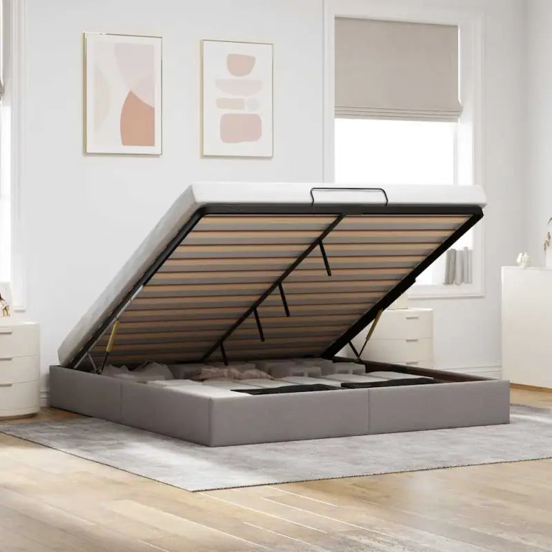 Moderne voetenbank met opbergruimte en ademend vermogen voor boxspring nodig - Taupe / 160 x 200 cm - Bedden & bedframes