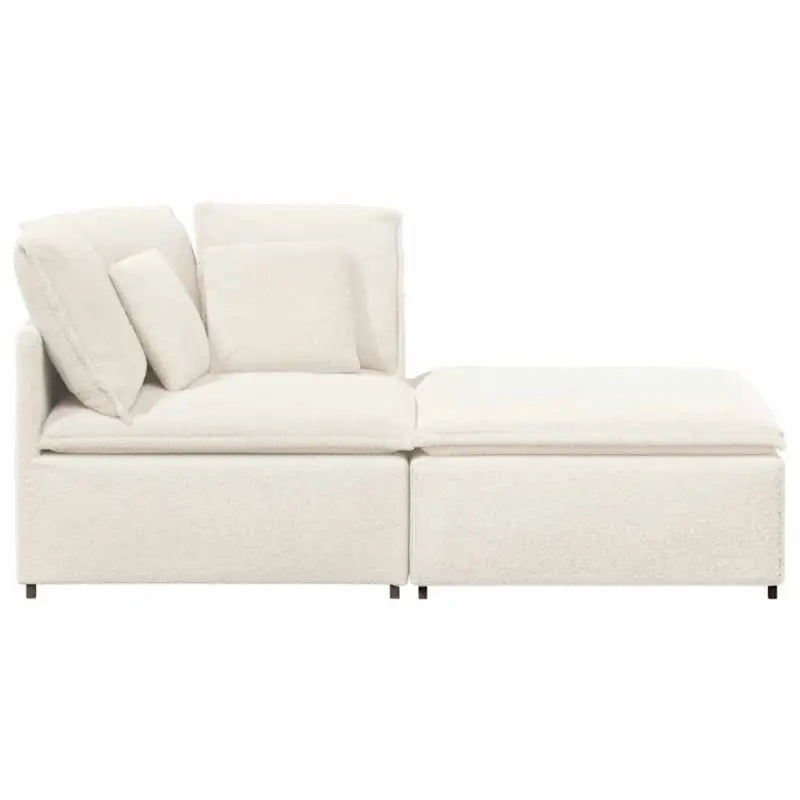 Modulaire Bank in Gekrulde Wolachtige Stof voor Elegante Zitruimtes - Bankelementen