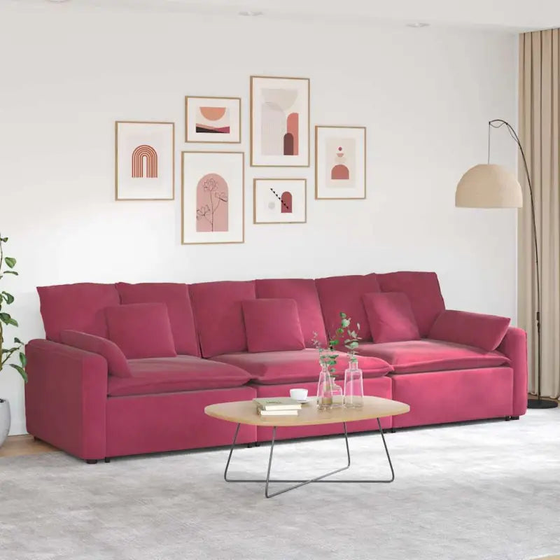 Modulaire bank met elegante armleuning en perfecte totale afmetingen - wind red - Bankelementen