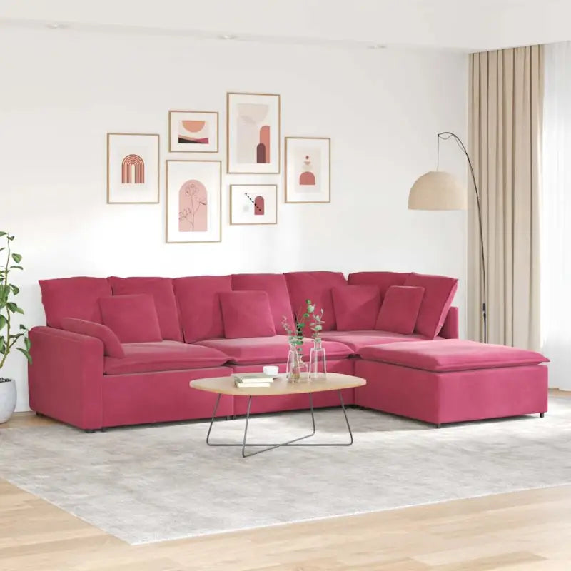 Modulaire bank met elegante design en verstelbare totale afmetingen - Wijnrood - Bankelementen