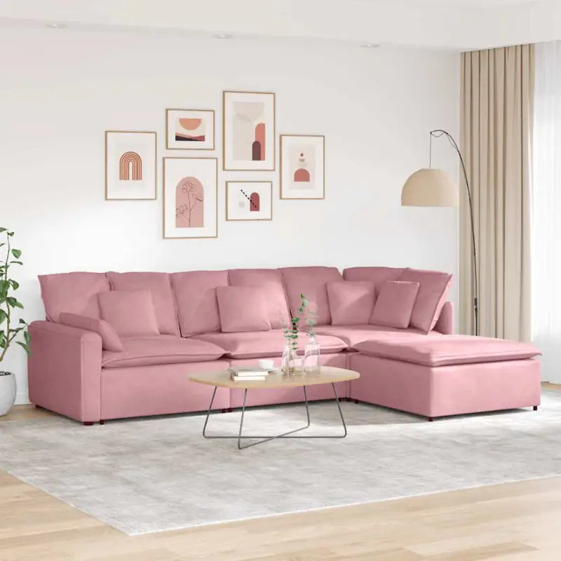 Modulaire bank met elegante design en verstelbare totale afmetingen - Roze - Bankelementen