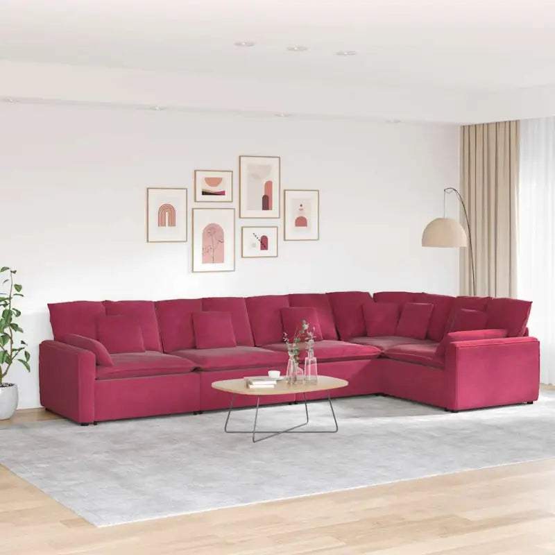 Modulaire bank met elegante vormgeving en perfecte zithoek opties - Wijnrood - Banken