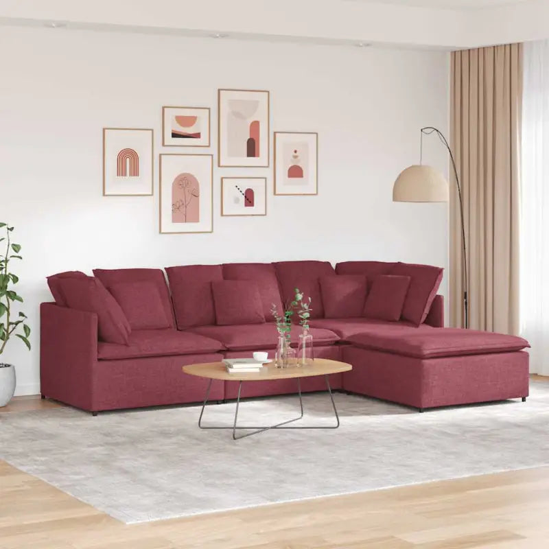 Modulaire bank met verstelbare afmetingen en elegant design voor je woonkamer - Wijnrood - Banken